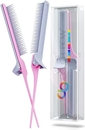 ColorBow Rat Tail Combs for Hair Stylist (2 Pack) Teasing Comb, Flat Iron Comb Attachment Clip on, Flat Iron Comb, Hairstylist Must Haves for Highlights balayage board Buddy Ombré Trimming & Cutting