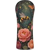 Golfkopfhaube-Set, wasserdichte Schlägerhaube mit austauschbaren Nr. Tags für Driver Hybrid und Fairway Woods Bumble Bee Dark Floral Academia Flower Cottagecore Aesthetic