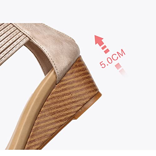 Sandals Slope Heeled Sandals for Women Wearing Thick Soled Sandals with Back Zipper Sandal(A,40)3