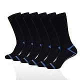 JOYNÉE Mens 6 Pack Athletic Performance Cushion Crew Socks for Running and Workout,Black,Sock Size:1