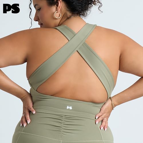 Image of POPSUGAR Sports Bras for Women - Y Back, High Neck, Strappy & Long Line Padded Racerback Bra Workout Yoga Top Racer Back Bra