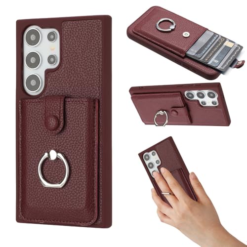Étui Samsung Galaxy S26 rouge vin coque arrière rigide avec cuir