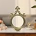 Musanpou Vintage Vanity Makeup Desk Mirror, Antique Traditional Bow Table Mirror, Gold, for Dressing Table, Bedroom, Bathroom, Tabletop