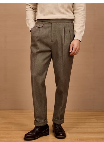 Men's Velvet Pants Dress Pant with Pockets Long Trousers Casual Formal Autumn Winter3