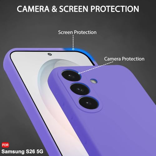 Image of TheGiftKart for Samsung S26 Case, Liquid Silicone Cover, Soft Micro-Fibre Lining Inside, Raised Edges for Camera & Screen Protection, Shockproof Galaxy S26 Back Cover (Silicone, Violet)