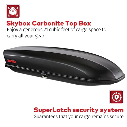 Yakima Roof Cargo Carrier, Vehicle Rooftop Hard Shell Travel Storage Box with SKS Lock, SkyBox 21 Carbonite