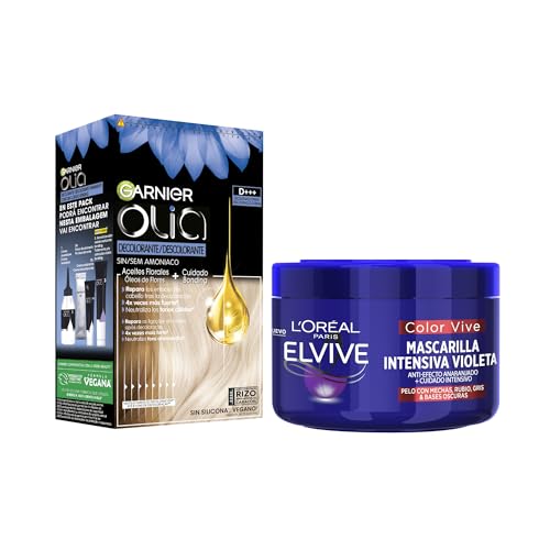 Pack Garnier Olia Decolorante sin Amoniaco+ L'Oréal Paris Elvive Mascarilla Intensiva Violeta Matizadora