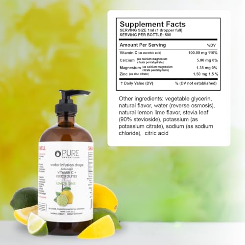 Image of Pure Inventions - Water Enhancer Drops - Delicious, Refreshing Sugar-Free Electrolyte Drops, Antioxidant Vitamin C Support, Zero Calories, No Artificial Sweeteners, Lemon Lime, 500 Servings