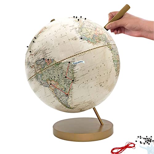 Custom Push Pin Globe Ivory with Pins for Tracking World Travels