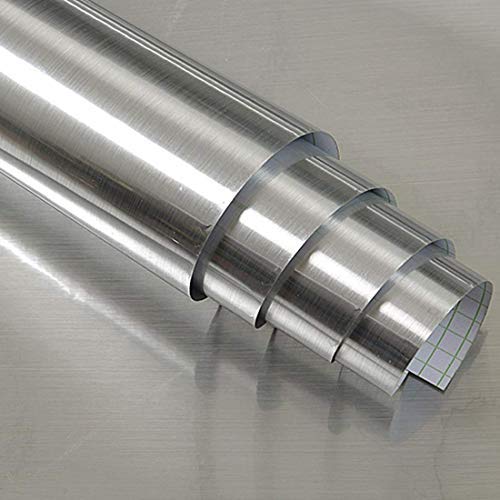 Hode Papier Adhesif Sulfurisé Cuisine Autocollant Film pour la Production de Bricolage Les Nurs de la Cuisine Le Poêle Vinyle Aspect Méta Argent 40X300cm