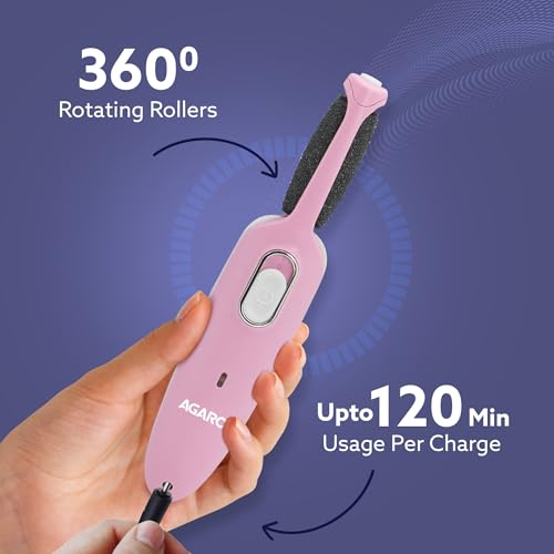 Image of AGARO Electric Callus Remover with 2 Replaceable Heads - Rechargeable Foot Scrubber for Dead Skin & Cracked Heels Pedicure Machine with 120 Minutes Runtime CR1717