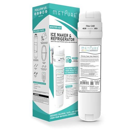 Metpure MVCTO11-KIT Quick Twist Water Filter 1/4 Inch For Refrigerator, Ice Maker, Coffee Maker, Reduces Bad Taste, Odor, Chlorine In Drinking Water. Complete Kit. thumb #1
