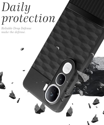 Image of WOW IMAGINE Back Cover for Vivo Y400 Pro 5G with Hexa Cube Design | Ultra Slim Soft Rubberised Case | Inner Velvet Fabric | Matte Silicone Flexible Mobile Case | Camera Protection - Black