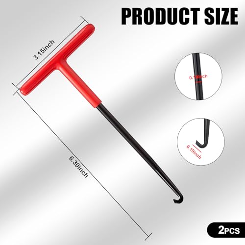 Image of 2 Pack Motorcycle Exhaust Pipe Spring Hook with T-shaped Handle, 3.15In x 6.3In Vehicle Exhaust Spring Disassembly Tool, Universal Easy-grip Installed Puller Accessories (Red & Black)