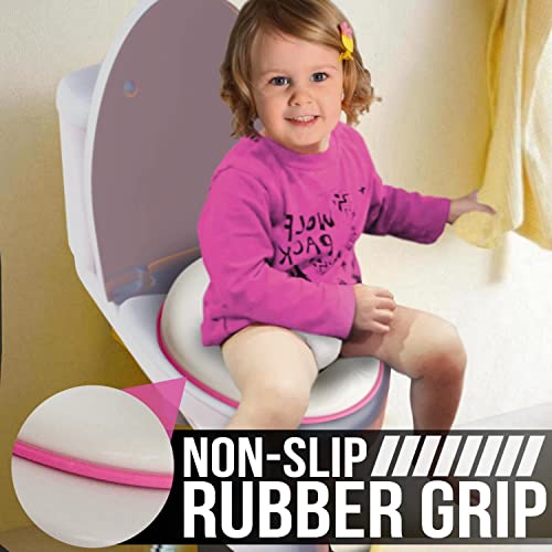 Image of Portable Baby Potty Training Seat for Boys and Girls Potty seat Toilet Seat for Kids 0 to 5 years Child Toddler Non-Slip with Splash Guard Fits Round & Oval Western Toilets, Blue (PINK)