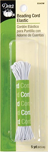 Dritz 9340W Beading Cord Elastic, White, 1/16-Inch by 5-Yard