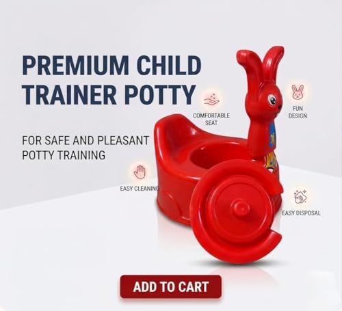 Image of 2 in 1 Potty Training Seat for 1+ Year Old Kids Toddler Adaptable Toilet Training Chair with Removable Potty Bowl & Non-Slip Base Comfortable Potty Trainer for Boys & Girl Red Colour