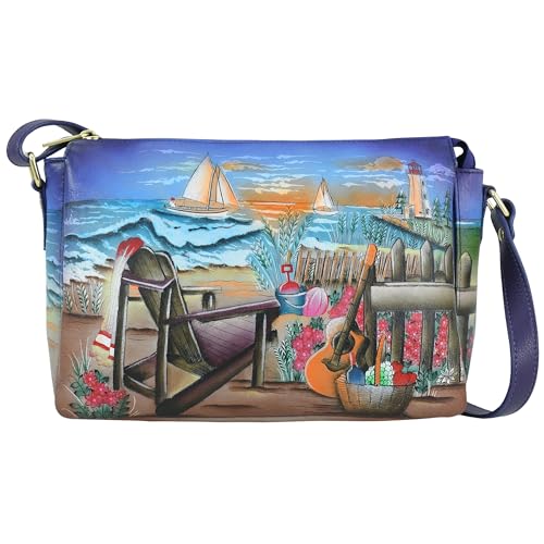Anuschka Women's Original Hand-Painted Genuine Leather Organizer Crossbody
