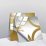 pegatinas de pared, Pegatinas adhesivas circulares doradas for azulejos de baño y cocina, impermeables y a prueba de aceite, 10 unidades, varios tamaños(10 Pcs/20x20cm)