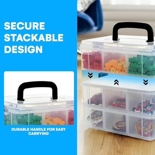 Image of Bins & Things 3-Tier Sewing Kit - Stackable Craft Storage Box with Dividers - Plastic Nail Polish Organizer, Storage Containers for Beads, Sewing Supplies and Art Organizers - Large