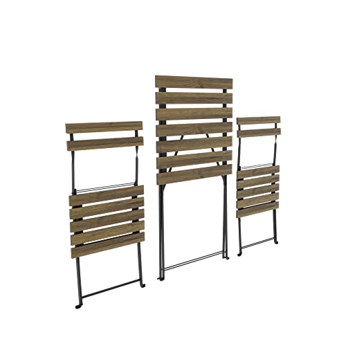 Set Bistrot 2 Stühle Mit Klapptisch Platzsparend Akazienholz Und Metall Wohnzimmer für Terrasse Garten Balkon Outdoor Pool Terrasse Möbel… – Ansicht 4