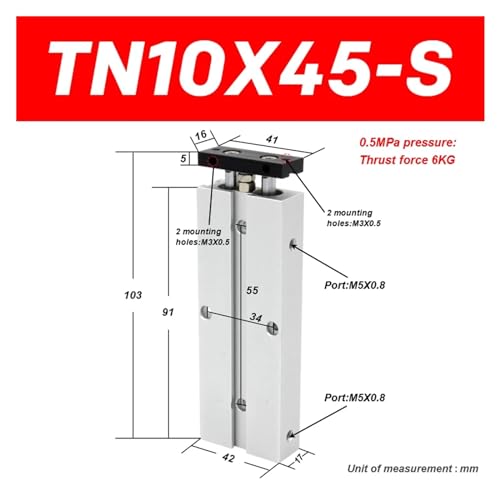 Cylindre à double tige TN10X50S à double effet avec aimant intégré - 3