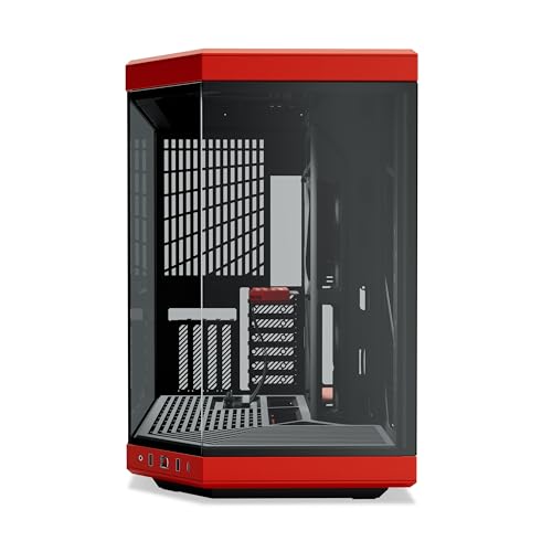 HYTE Y70 Moderna Estética Dupla Câmara Panorâmica Vidro Temperado Torre Média ATX Estojo para Jogos de Computador com Cabo Riser PCIE 4.0 Incluído, Vermelho (CS-HYTE-Y70-BR) - Imagem 2