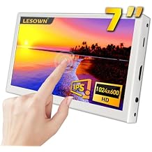 Small Monitor 7 inch 1024x600 IPS Capacitive Touch 7" HDMI Wide Screen Portable LCD Display with Speakers for Raspberry Pi Laptop White