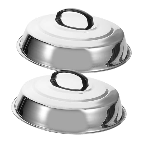 Cabilock 2Pcs Stainless Steel Food Dome Covers Cheese Melting Dome for Grilling Bbq and Kitchen Use High Arch Design Heat Locking for Steaks and Cuts
