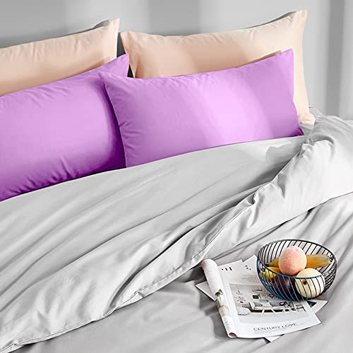 FLXXIE Microfiber Pillow Cases Standard Size, Soft Pillowcases with Envelope Closure, Wrinkle, Stain Resistant Pillow Covers, 20x26, Lavender