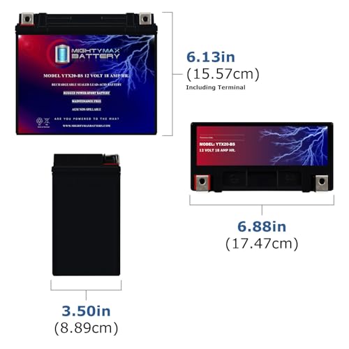 Image of Mighty Max Battery YTX20-BS -12 Volt 18 AH, 270 CCA, Rechargeable Maintenance Free SLA AGM Motorcycle Battery