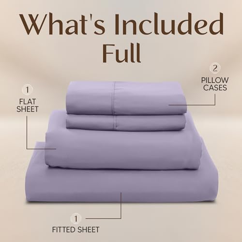 Image of Utopia Bedding Full Size Sheet Set - 4 Piece Bed Sheets, Soft and Breathable Microfiber, Includes 1 Fitted Sheet, 1 Flat Sheet and 2 Pillowcases - Oeko Tex (Lavender)