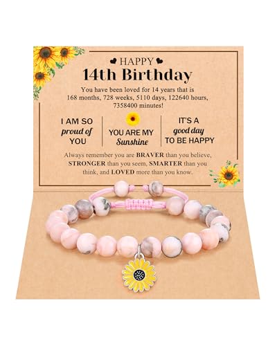 Image of Happy 10th /11th /12th /13th /14th Birthday Gifts for Girls, Sunflower Bracelet for Girls