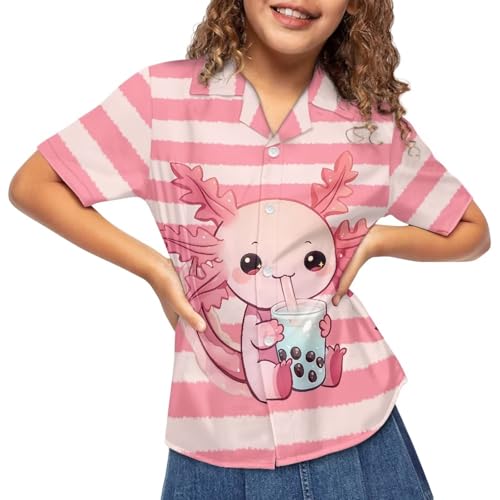 Kids Hawaiian Shirts Short Sleeve Summer Beach Tropical Casual Aloha Luau Shirts Top Size 3-16 Years