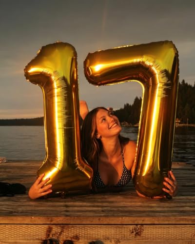Image of Number Balloons 0 Balloon 40 inch Gold for 10th Birthday Party Decoration | Saturated Color, Large 40 inch, With Straw & Hanging Holes, For Back-To-School Season, Thanksgiving, Christmas, New Year