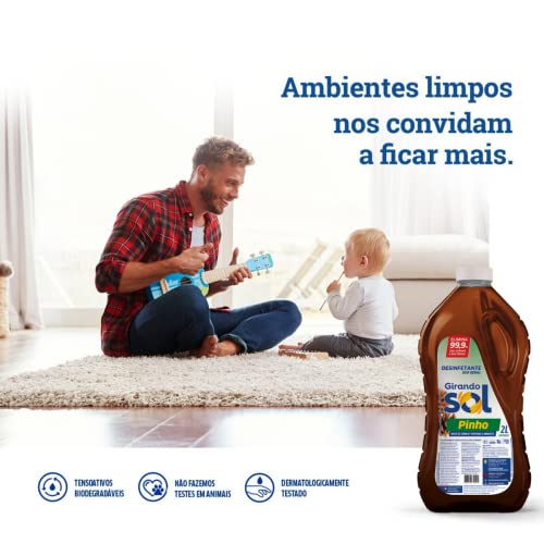 Girando Sol Desinfetante Perfumado Pinho 2L Desinfetante Líquido De Uso Geral Marrom Elimina 99 9% D