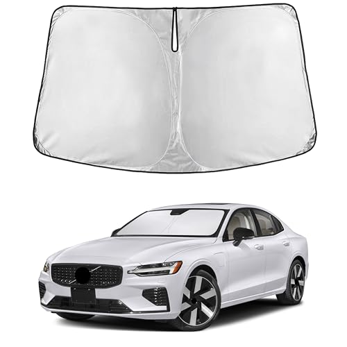Image of EcoNour Windshield Sunshade for Volvo S60 2019-2025 | Custom Fit Front Window Sun Shade | Blocks Harmful UV Rays & Reduces Heat | Foldable Sun Visor with Storage Pouch