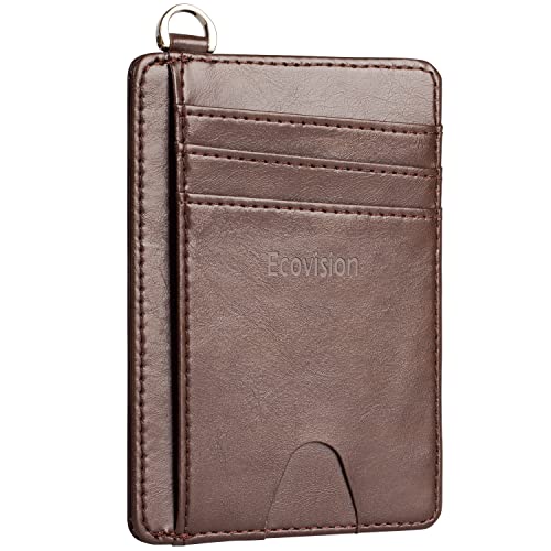 Image of Slim Minimalist Front Pocket Wallet, RFID Blocking Credit Card Holder Wallet with Detachable D-Shackle for Men Women
