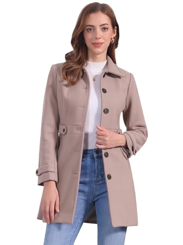 Image of Allegra K Women's Winter Classic Overcoat with Pockets Single Breasted Coat | Soft pea coat, Fully lined outerwear, Trendy, Fall office peacoat, Warm casual holiday everyday wear,