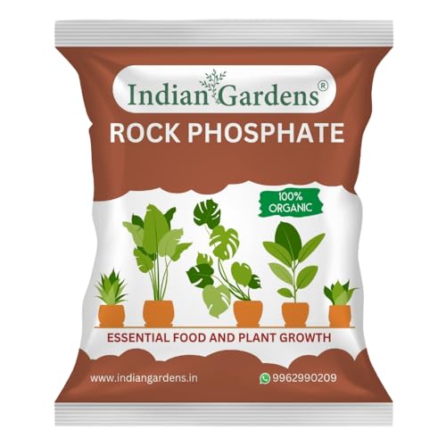 Image of Indian Gardens - Rock Phosphate Fertilizer Organic (900 Grams) | Phosphorus Source for Root Growth & Flowering | Slow Release Soil Conditioner | For Home Garden, Terrace & Agriculture Plants