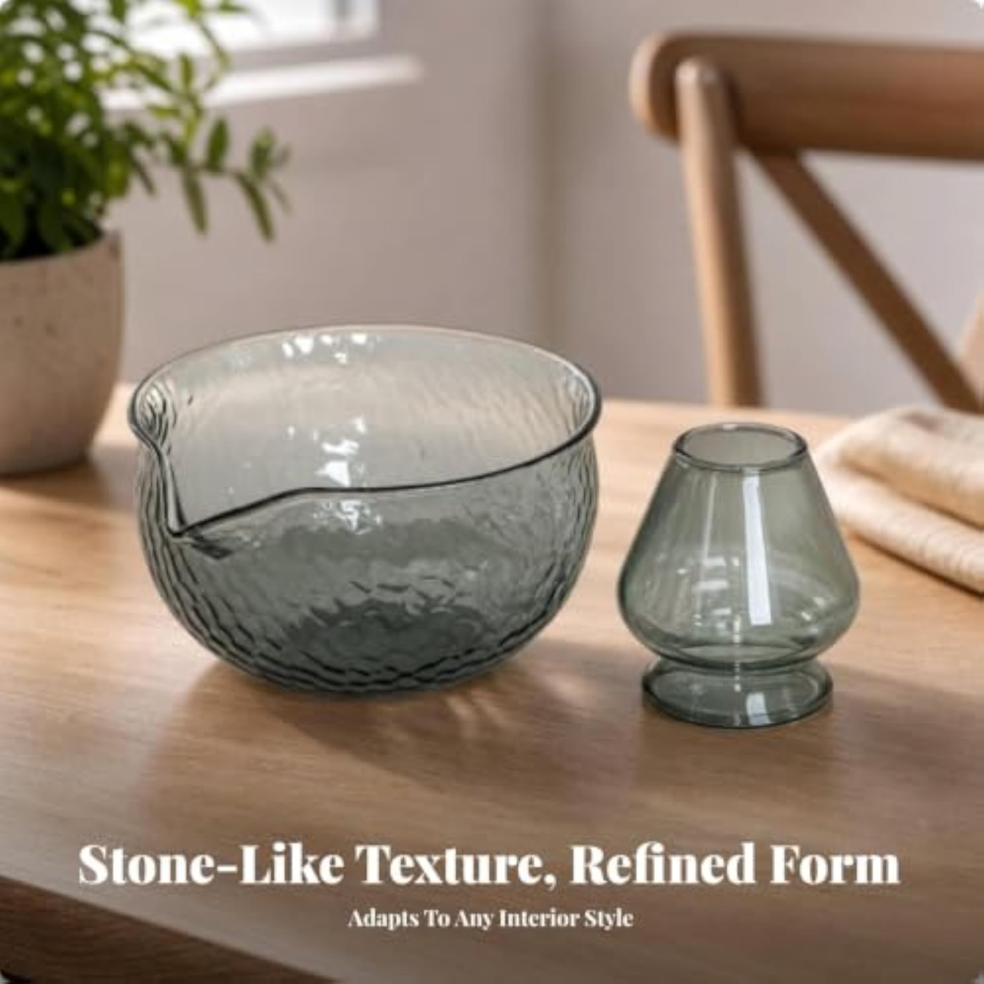 Glass Matcha Bowl with Spout, Easy to Clean