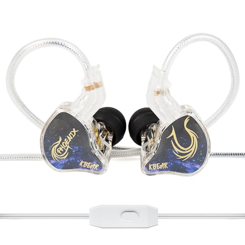 KBEAR Phoenix Gaming earbuds, Earphones with Mic Noise Reduction, Wired Earbuds with 10mm Dual Magnetic DD and PET Diaphragm, 3.5mm Jack In Ear Monitors, Powerful Bass IEMs for Gaming