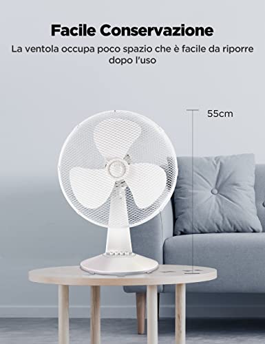 Midea FT40-21M Ventilateur de table 40 W Diamètre 40 cm Ventilateur silencieux Ventilateur à 3 pales, 3 niveaux de vitesse, oscillation 80° Blanc – vue 6