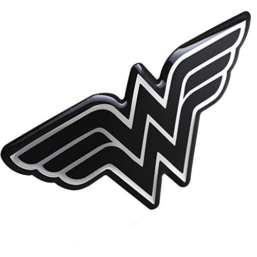 Image of Fan Emblems Wonder Woman Domed Chrome Car Decal - Classic Logo (Black and Chrome)