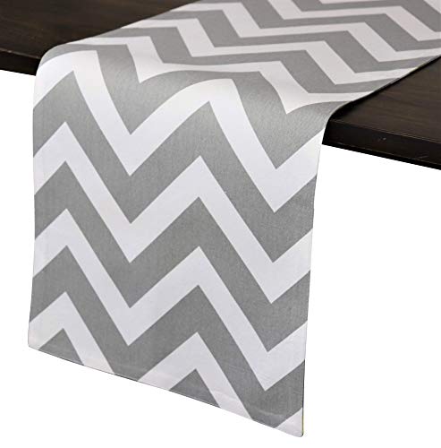 Motif double face réversible chemin de table - La collection Crabtree, Coton, Noble Grey Chevron/Trellis, 12" x 90" Cover