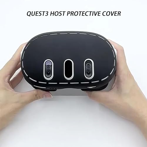 Funda de silicona Hsupez para auriculares VR para Meta Quest 3, protección completa para realidad virtual (negro) - imagen 2
