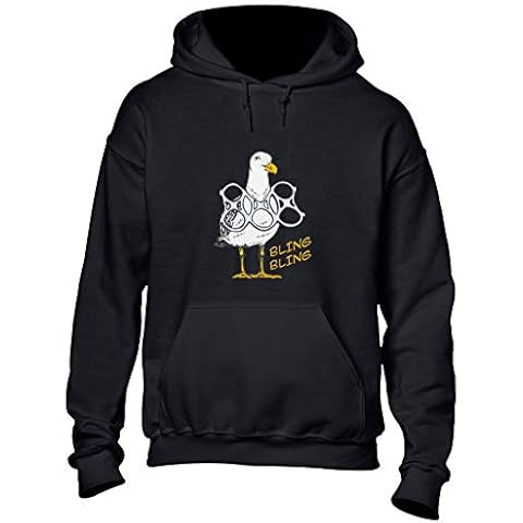 Crown Designs Bling Bling Seagull Funny Premium Quality Unisex Hoodies for Men, Women and Teens - Black/XL Cover