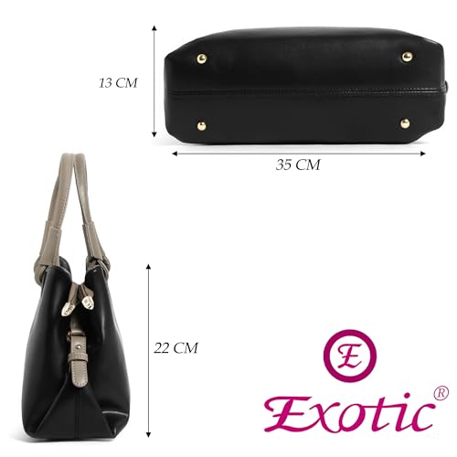 Image of EXOTIC Premium Sophisticated Structured Handbag | with Dual Handles | Adjustable Strap | Spacious Compartments (Heritage Charm Collection)