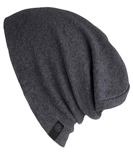 Warm Slouchy Beanie Hat - Deliciously Soft Daily Beanie in Fine Knit Charcoal Grey One Size
