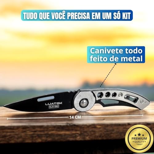 Machadinho Multifuncional + Canivete Dobrável Kit de Ferramentas de Sobrevivência Resistente, Compac
